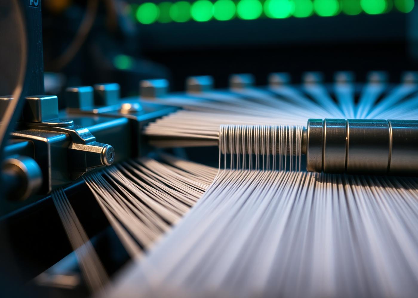 Precision weaving loom in operation